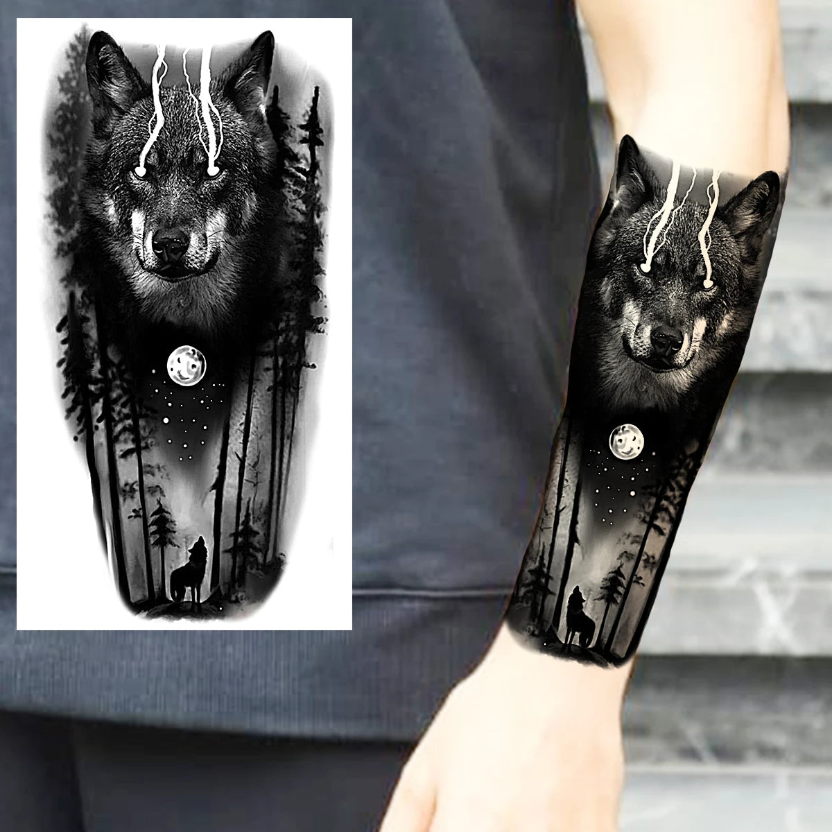 Dospita  -  Black Clown Temporary Tattoos For Women Men Realistic Lion Crown Pirate Captain Scary Fake Tattoo Sticker Forearm Tatoos DIY