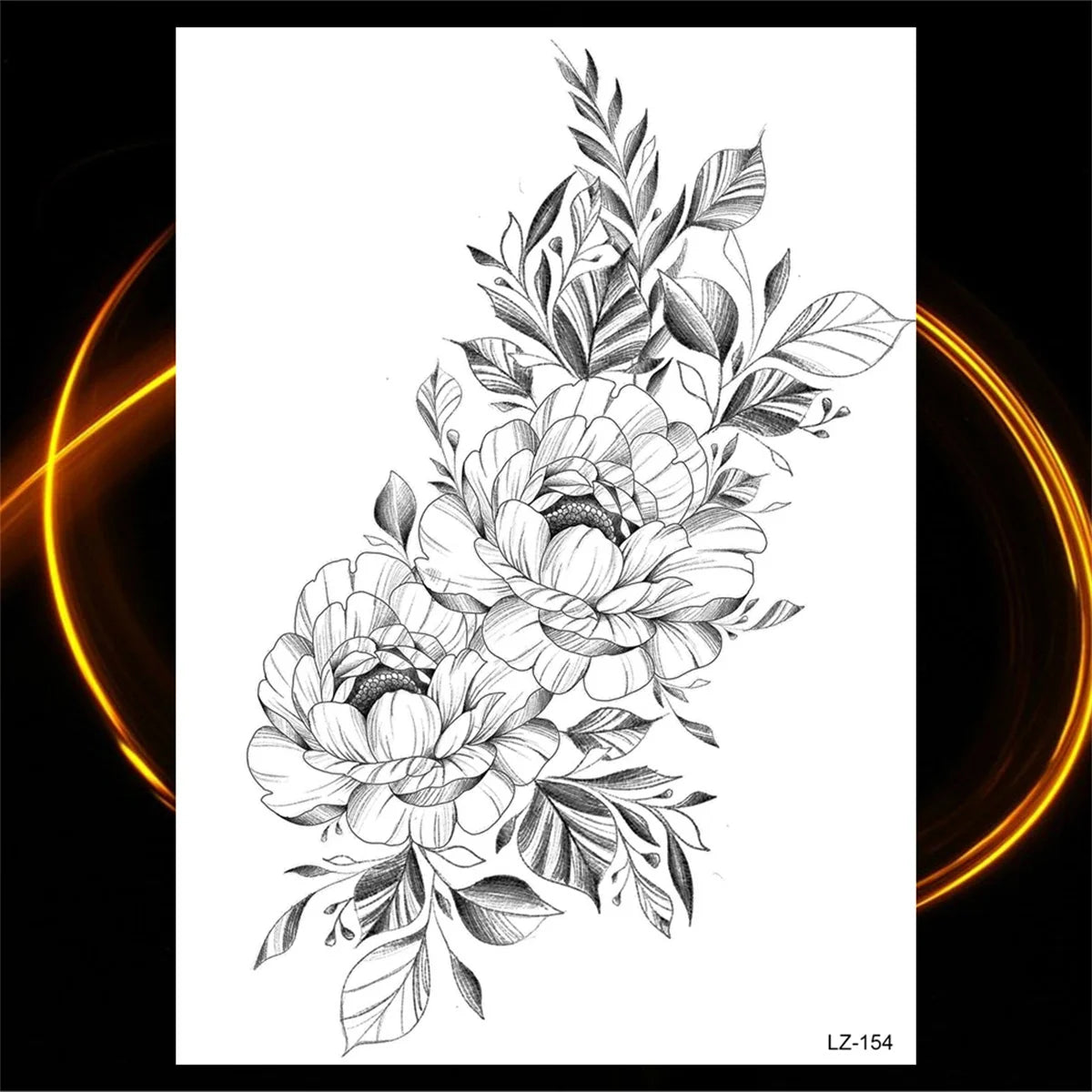 Dospita  -  3D Black Rose Flower Mandala Pendant Temporary Tattoos For Women Adult Lotus Peony Compass Fake Tattoo Sexy Thigh Washable Tatoo