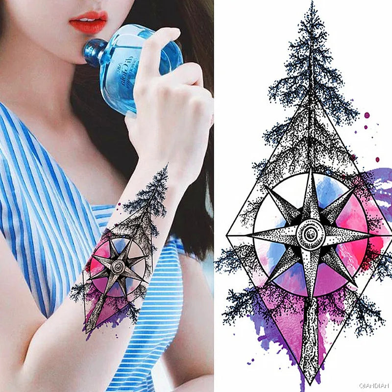 Dospita  -  Black Alphabet Letter Temporary Tattoo Sticker Arm Sleeve Love Word Heart Lightning Fashion Fake Body Leg Finger Women Totem