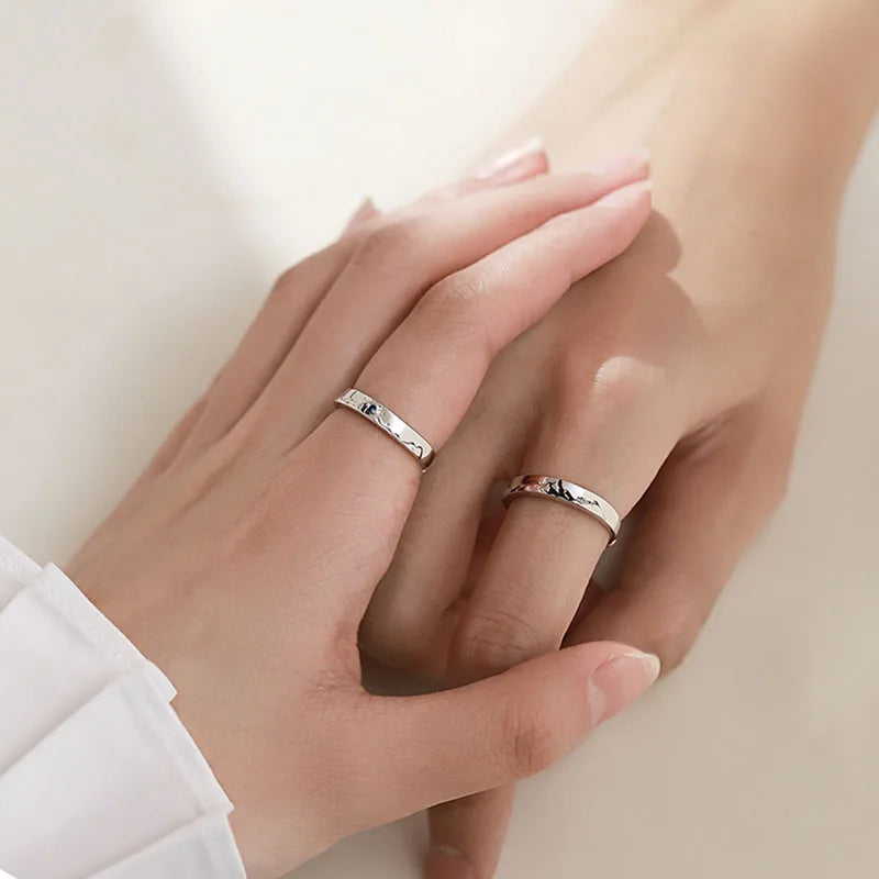 Dospita New Arrival Mountain Sea Promise Couple Rings For Unisex Women Men Vintage Forever Love Silver Paired Lovers Engagement