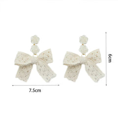 Dospita New Jewelry Korean Sweet Black White Bowknot Women Earrings Sweet Fabric Lace Bow Fashion Drop Earrings Jewelry Gift