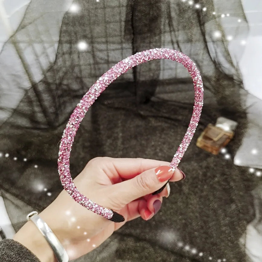 Dospita  -  Fashion Korea Crystal Soft Headband for Women Rhinestone Hairband Beads Bezel Girls Hair Accessories Simple Headwear