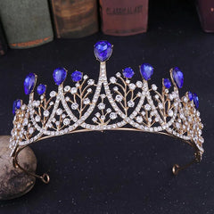 Dospita European Luxury Exquisite Elegent Tiaras Shiny Rhinestons Crown Bride Wedding Hair Acces Water-drop Crystal Headdress Jewelry