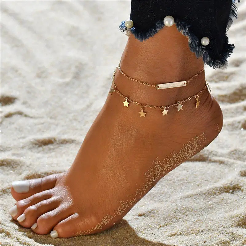 Dospita  -  Bohemian Beads Ankle Bracelet for Women Leg Chain Round Tassel Anklet Summer Vintage Foot Jewelry Accessories Enkelbandje