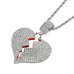 Dospita New Ins Punk Hip-hop Crystal Heartbreak Necklaces Personality Two Half Heart Broken Necklaces For Men Women Fashion Jewelry Gift