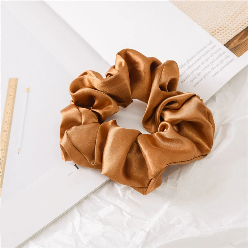 Dospita Women Reflect Light Hair Bands Satin Solid Color Silk Hair Ties Scrunchie Ponytail Holder Hair Accessories Headband For Women