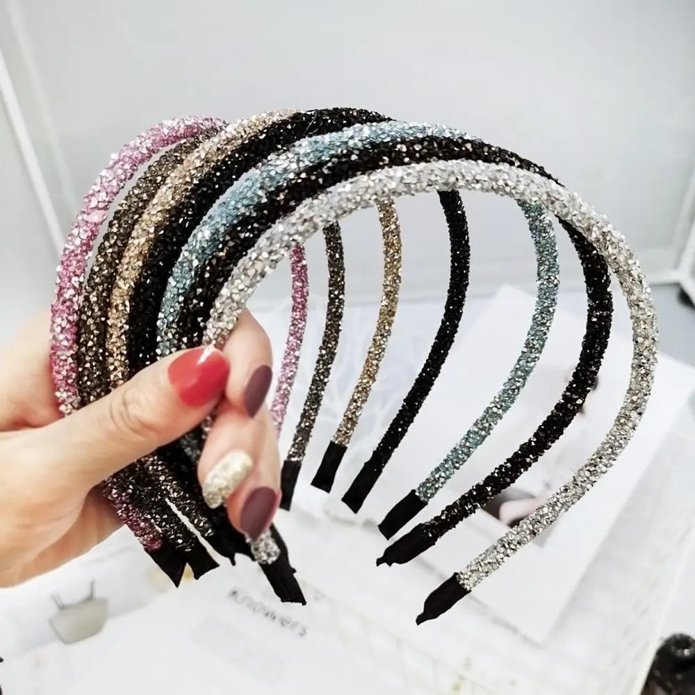 Dospita  -  Fashion Korea Crystal Soft Headband for Women Rhinestone Hairband Beads Bezel Girls Hair Accessories Simple Headwear