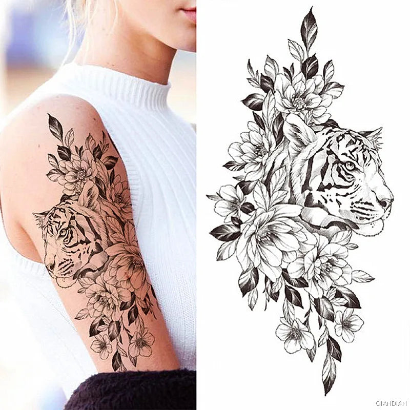 Dospita  -  Sexy Flower Bird Temporary Waterproof Tattoo Sticker Girl Butterfly Dreamcatcher Cross Body Arm Sleeve Chest Fake Totem Women