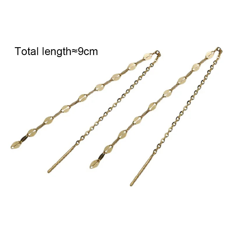 Dospita Korean Dangle Earring Geometric Chain Long Tassel Lip Shaped Drop Earrings For Women Minimalism Ear Line Kpop Jewelry Gift