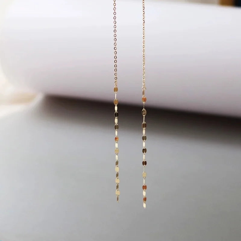 Dospita Korean Dangle Earring Geometric Chain Long Tassel Lip Shaped Drop Earrings For Women Minimalism Ear Line Kpop Jewelry Gift