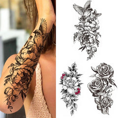 Dospita  -  Sexy Flower Bird Temporary Waterproof Tattoo Sticker Girl Butterfly Dreamcatcher Cross Body Arm Sleeve Chest Fake Totem Women