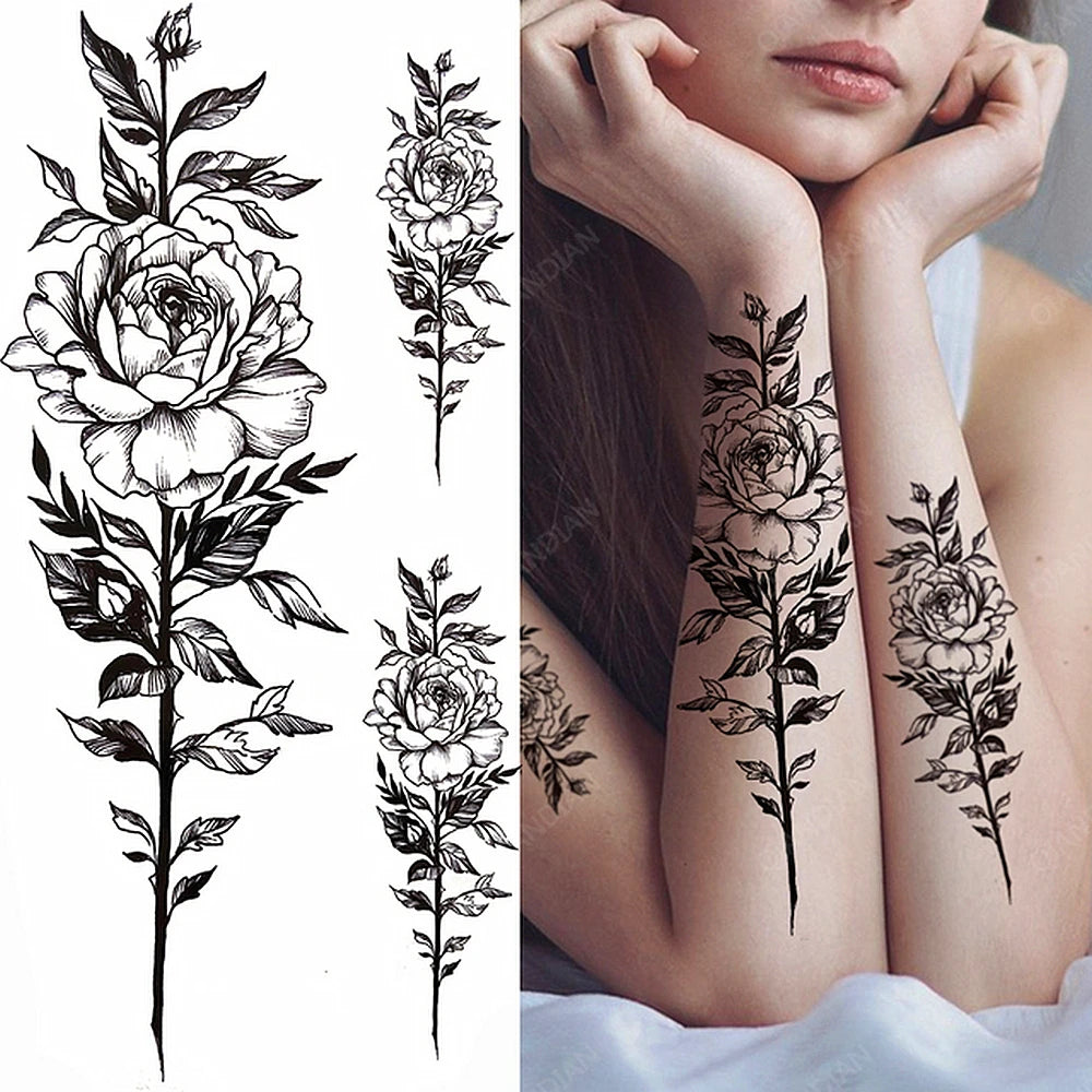 Dospita  -  Sexy Flower Bird Temporary Waterproof Tattoo Sticker Girl Butterfly Dreamcatcher Cross Body Arm Sleeve Chest Fake Totem Women