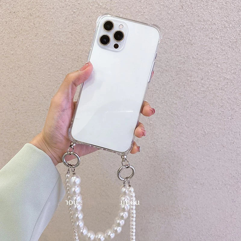 Dospita Pearl Bracelets Chain Crossbody Necklace Lanyard Phone Case For iphone 14 15 13 11 12 Pro Max MiNi XR X XS 7 8 plus SE 20 Cover