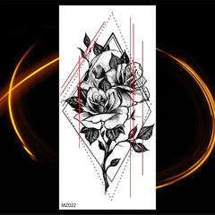 Dospita  -  Black Realistic Rose Flower Temporary Tattoos For Women Adult Girl Peony Realistic Fake Tattoowashable Half Sleeve Tatoos Decal