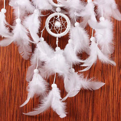 Dospita Big Dreamcatcher Wind Chime White Feather Dream Catcher Car Hanging Decoration 5 Circular Home Decor Gift