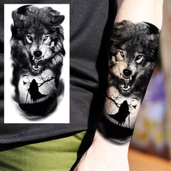 Dospita  -  Black Clown Temporary Tattoos For Women Men Realistic Lion Crown Pirate Captain Scary Fake Tattoo Sticker Forearm Tatoos DIY