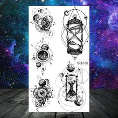 Dospita  -  3D Constellation Rose Mountains Tatoos Temporary Tattoos For Women Men Star Moon Sun Realistic Fake Tattoo Small Washable Tatoos