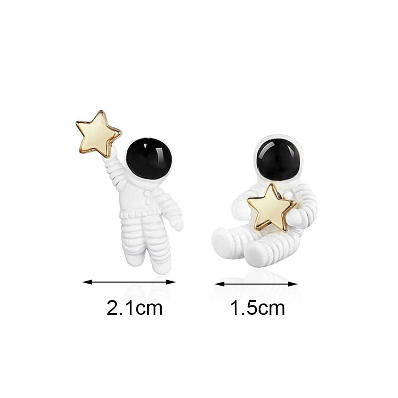 Dospita Asymmetric Pentagram Contracted Earrings for Women Girls Space Astronauts Stud Earrings Fashion Star Women's Earrings Party gift