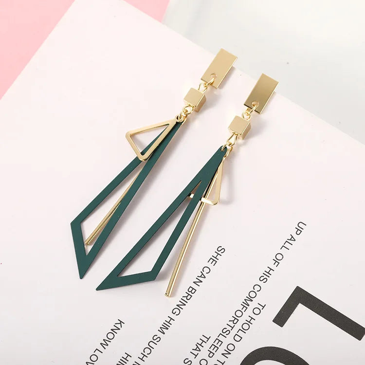 Dospita  -  Korean Long Statement Geometric Triangle Tassel Dangle Drop Earrings For Women Earrings Fashion Jewelry Oorbellen Brincos