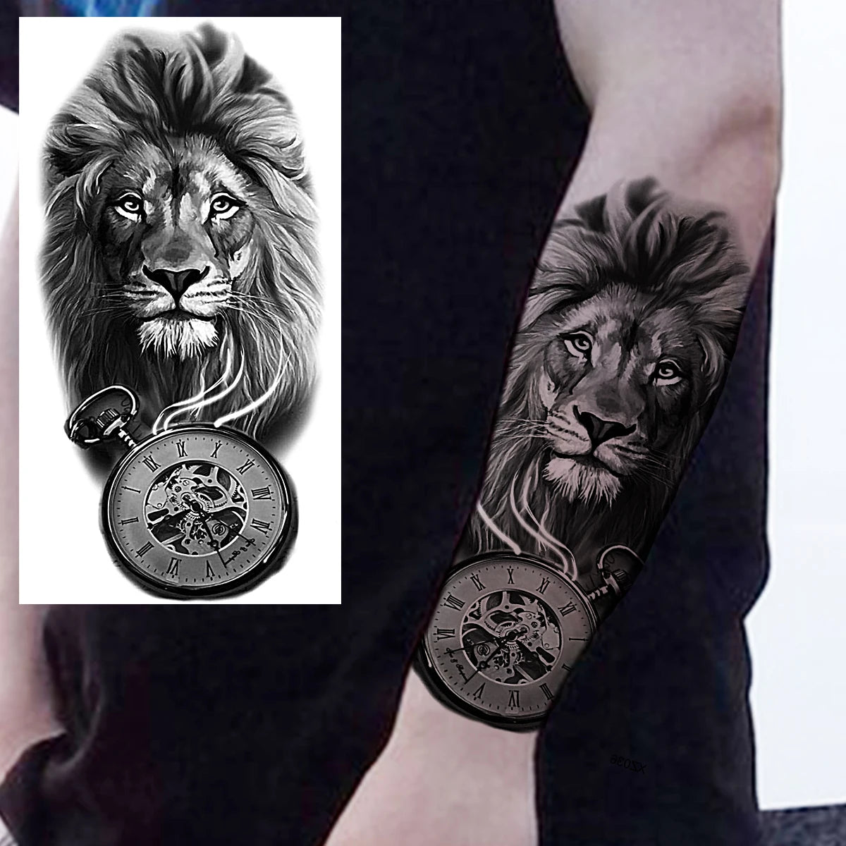 Dospita  -  Black Clown Temporary Tattoos For Women Men Realistic Lion Crown Pirate Captain Scary Fake Tattoo Sticker Forearm Tatoos DIY