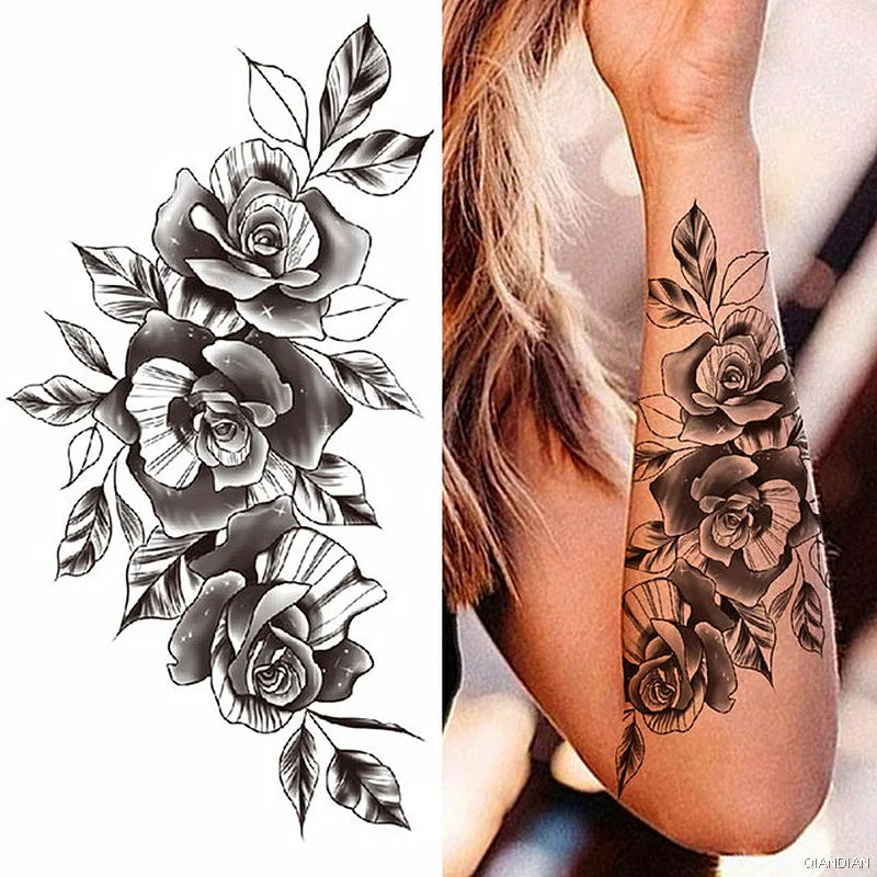 Dospita  -  Sexy Flower Bird Temporary Waterproof Tattoo Sticker Girl Butterfly Dreamcatcher Cross Body Arm Sleeve Chest Fake Totem Women