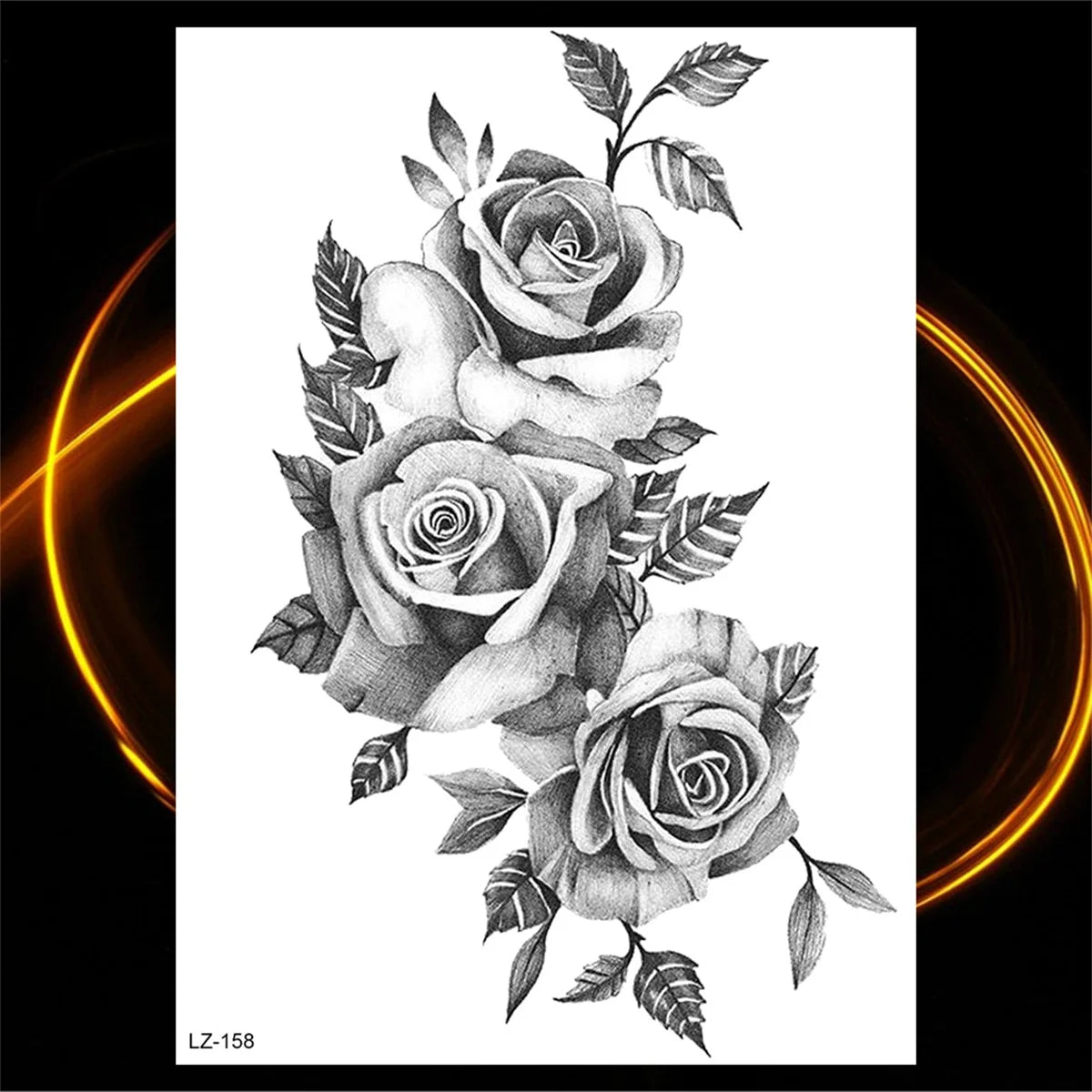 Dospita  -  3D Black Rose Flower Mandala Pendant Temporary Tattoos For Women Adult Lotus Peony Compass Fake Tattoo Sexy Thigh Washable Tatoo