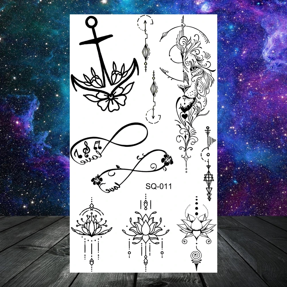 Dospita  -  Anchor Pirate Skull Temporary Tattoos For Women Adult Men Kids Boy Astronaut Ship Seahorse Fake Tattoo Neck Arm Hand Small Tatoo