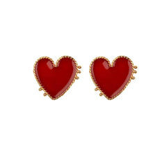 Dospita  -  New Design Red Heart Stud Earring Women Metal Gold Color Eye Heart Lips Wedding  Statement Earrings Fashion Party Jewelry