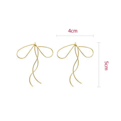 Dospita Korean design fashion jewelry simple Golden silver color metal line bow earrings elegant female Stud earrings