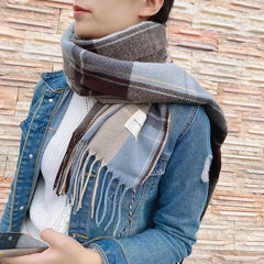 Dospita  -  Plaid Long Scarf Winter Warm Cashmere Women Pashmina Foulard Bandana Scarves Female Luxury Hijab Tassel Shawl Wraps Pareo