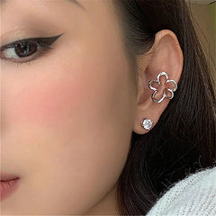 Dospita  -  Punk Fairy Clip Earrings For Women Goth Irregular Flower Metal Ear Cuffs Unusual Design No Piercing Earrings Korean Fashion