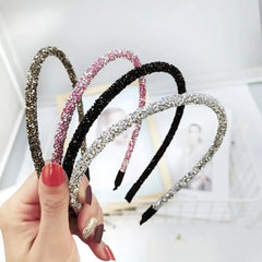 Dospita  -  Fashion Korea Crystal Soft Headband for Women Rhinestone Hairband Beads Bezel Girls Hair Accessories Simple Headwear