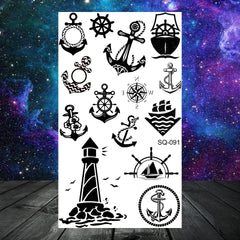 Dospita  -  Anchor Pirate Skull Temporary Tattoos For Women Adult Men Kids Boy Astronaut Ship Seahorse Fake Tattoo Neck Arm Hand Small Tatoo