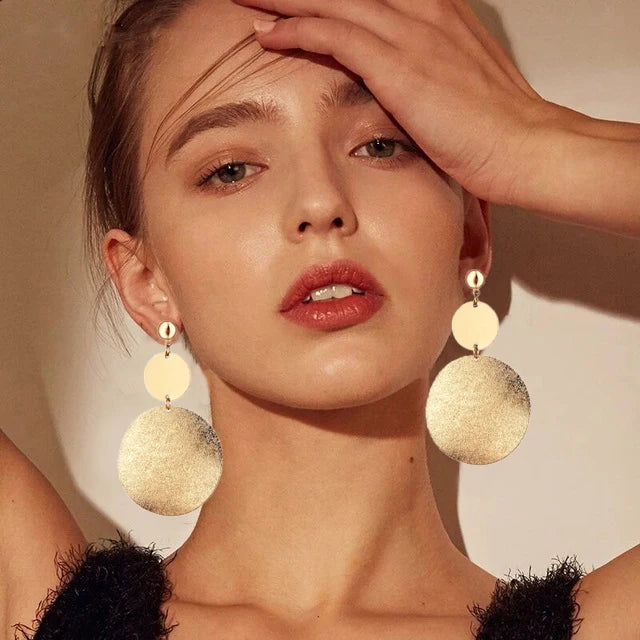 Dospita  -  Simple Golden Statement Earrings For Women Big Long Drop Earring Fashion Hanging Jewelry Chrismas Gifts  Pendientes Mujer