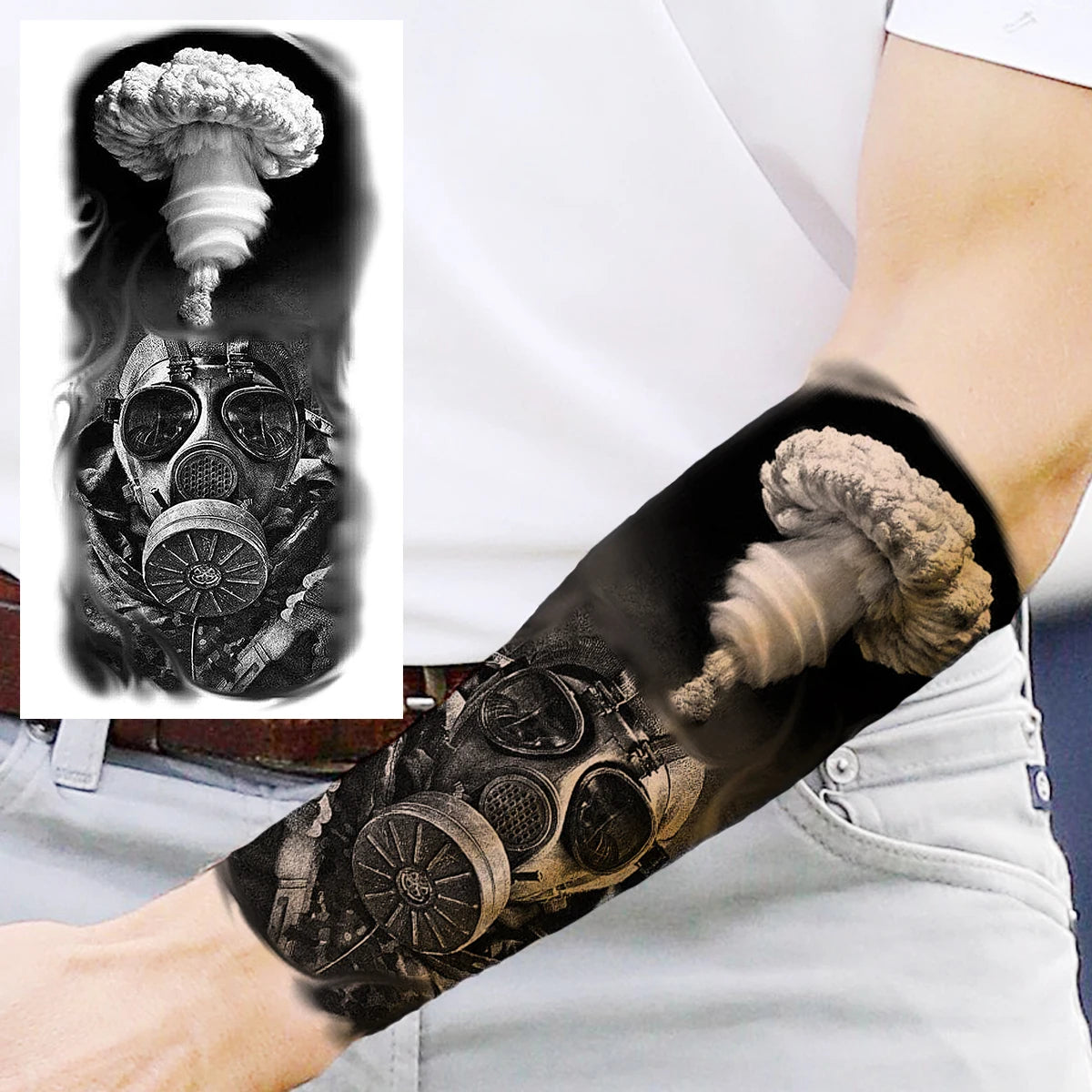 Dospita  -  Black Clown Temporary Tattoos For Women Men Realistic Lion Crown Pirate Captain Scary Fake Tattoo Sticker Forearm Tatoos DIY