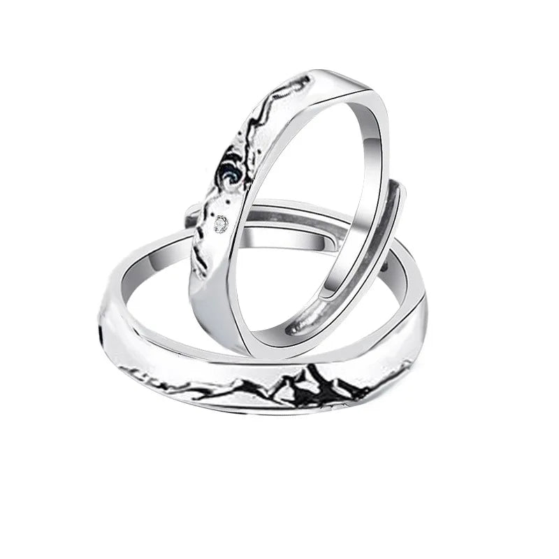 Dospita New Arrival Mountain Sea Promise Couple Rings For Unisex Women Men Vintage Forever Love Silver Paired Lovers Engagement