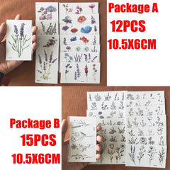 Dospita  -  3D Watercolor Lavender Flower Temporary Tattoos For Women Body Art Arm Fake Flora Adults Tattoo Sticker Waterproof Girls Tatoos