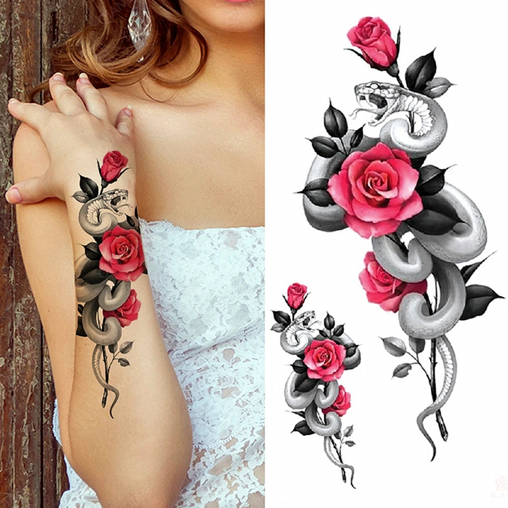 Dospita  -  Sexy Flower Bird Temporary Waterproof Tattoo Sticker Girl Butterfly Dreamcatcher Cross Body Arm Sleeve Chest Fake Totem Women