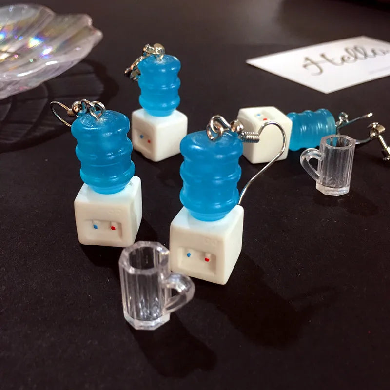 Dospita New Handmade Funny Creative Resin Bathtub Toilet Earrings Mini Drinking Fountain Dangle Earrings For Women Girls Fashion Jewelry