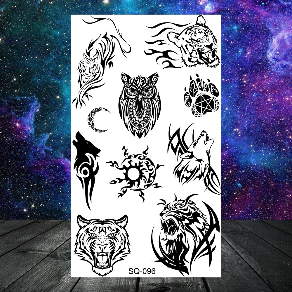 Dospita  -  3D Realistic Black  Wolf Tiger Lion Temporary Tattoos For Women Adult Men Dragon Scorpion Cross Fake Tattoo Small Transfer Tatoo