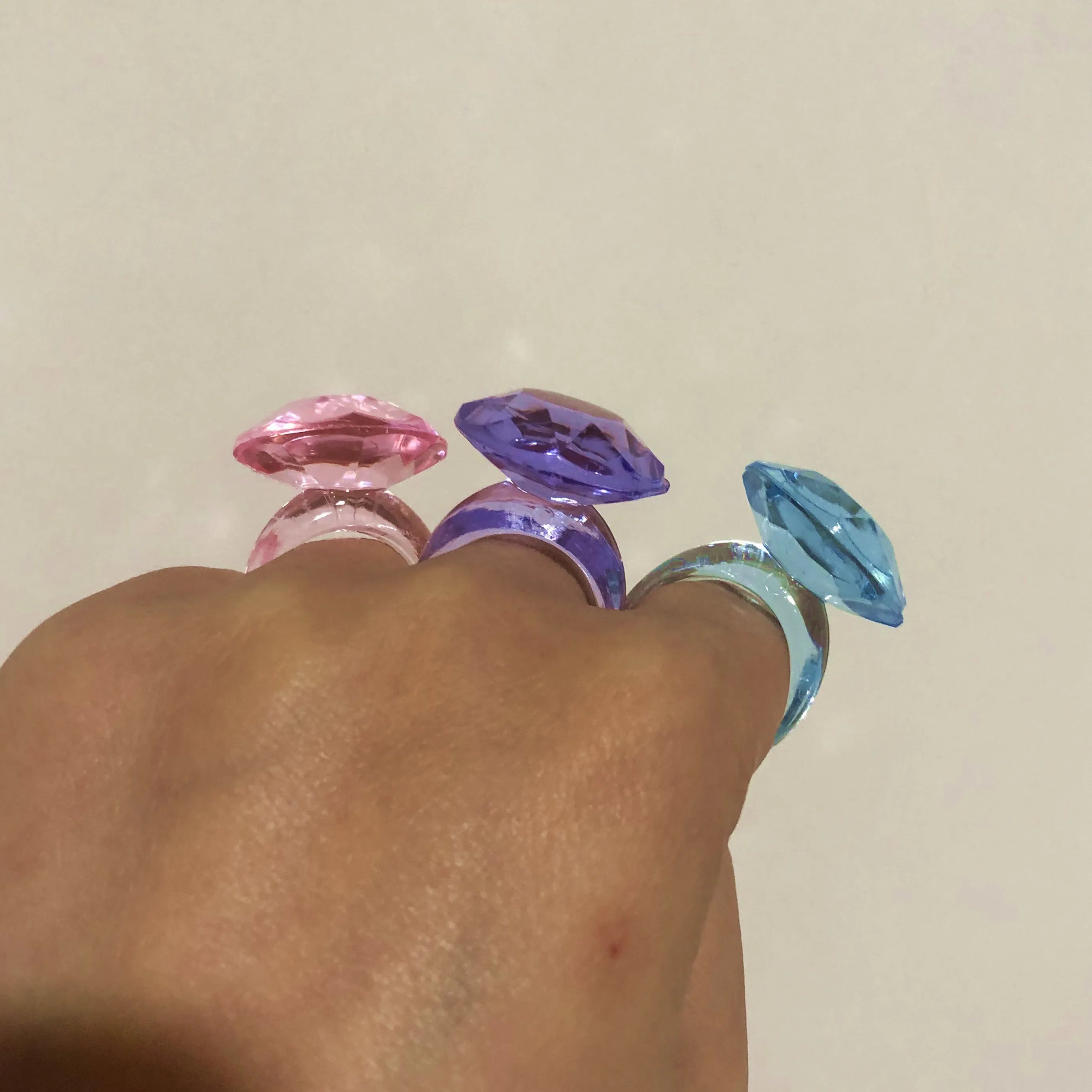 Dospita Ins Transparent Purple Acrylic Resin Acetic Acid Irregular Knuckle Finger Piercing Rings Trendy Korean Fashion Party Jewelry