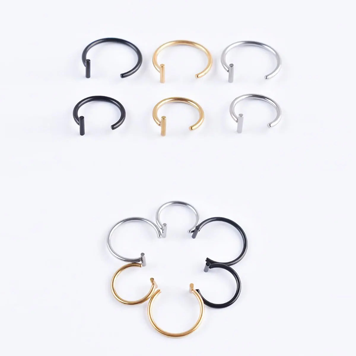 Dospita 5PCS Medical Titanium Punk Clip on Fake Piercing Body Nose Lip Rings Unisex Nose Ring Women Septum Piercing Jewelry