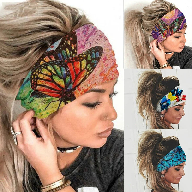 Dospita New Wide Boho Cotton Head Turban For Women Girls Cashew Leopard Snake Headbands Headband Bandana Hair Accessories