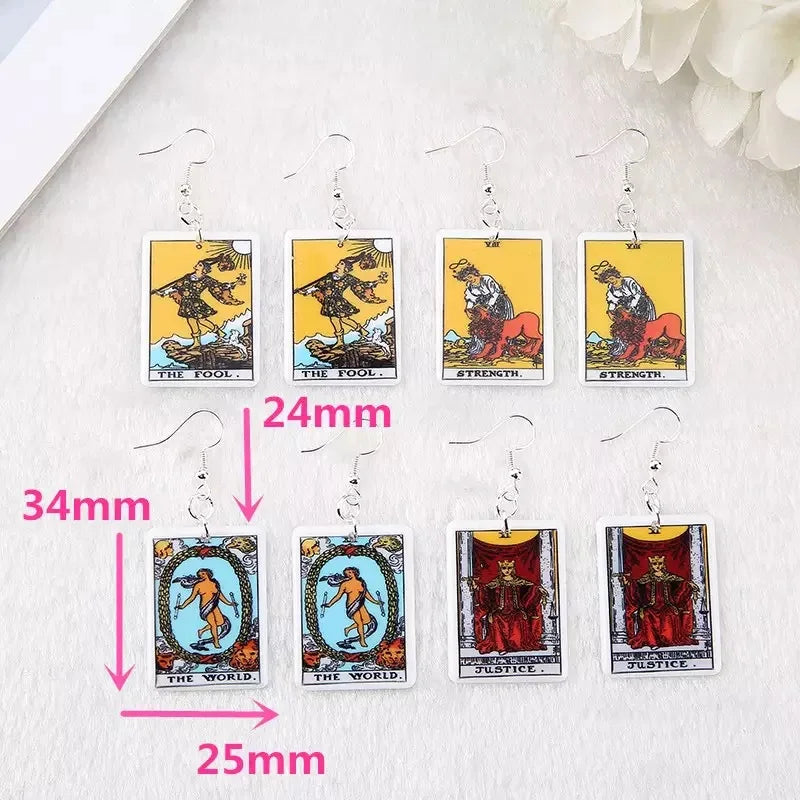 Dospita New Tarot Card Game Magic Divination Earrings Creative Resin Tarot Dangle Earring For Women Girls Fashion Jewelry Gift