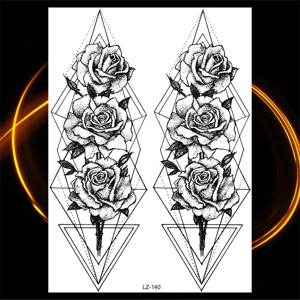 Dospita  -  3D Black Rose Flower Mandala Pendant Temporary Tattoos For Women Adult Lotus Peony Compass Fake Tattoo Sexy Thigh Washable Tatoo