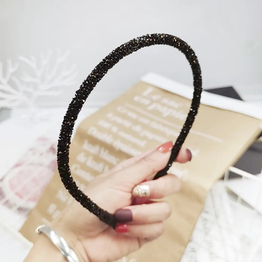 Dospita  -  Fashion Korea Crystal Soft Headband for Women Rhinestone Hairband Beads Bezel Girls Hair Accessories Simple Headwear