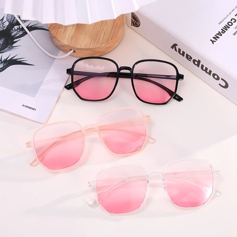 Dospita Korean Pink Powder Blusher Glasses Y2K Oversized Frame Gradual Sunglasses Women's Blue Light Blocking Eyeglasses Luxury Goggle