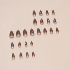 Dospita 24pcs Almond Press on Nail Sweet and Cool Hot Girl Style Fake Nail Flashing Starlight Diamond Nail Art Removable Nail Plates