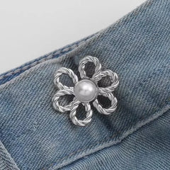 Dospita 1/2set Flower Nail-free Tightening Waistband Closing Artifact Removable Invisible Snap Button Waist Buckle Jeans DIY Sewing