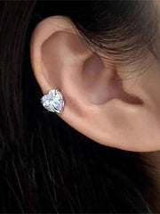 Dospita  -  Korean Fashion Love Heart Crystal Zircon Fake Piercing Ear Cuff for Women Aesthetic Jewelry New Wedding Party Accessories